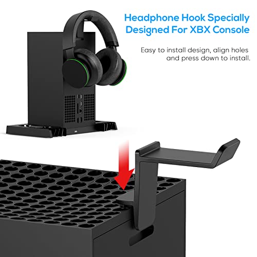 Upgraded Cooling Stand for Xbox Series X with Charging Station, MENEEA Charger Stand for Controller with 2 Cooler System for XBSX Console, Headset Hook & Game Slots, for Xbox Series X Accessories Kit