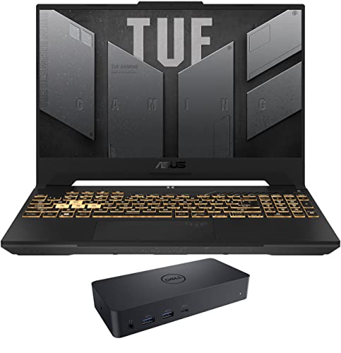 ASUS TUF Gaming F15 Gaming & Entertainment Laptop (Intel i7-12700H 14-Core, 64GB DDR5 4800MHz RAM, 2x8TB PCIe SSD RAID 0 (16TB), RTX 3060, 15.6" 300Hz Win 11 Pro) with D6000 Dock