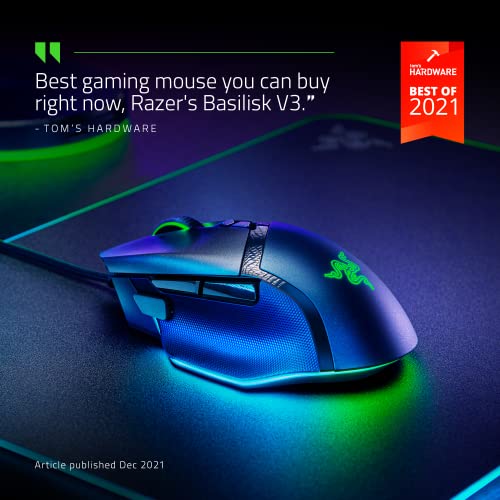 Razer Basilisk V3 Customizable Ergonomic Gaming Mouse: Fastest Gaming Mouse Switch - Chroma RGB Lighting - 26K DPI Optical Sensor - 11 Programmable Buttons - HyperScroll Tilt Wheel - Classic Black