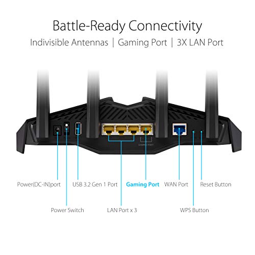 ASUS AX5400 WiFi 6 Gaming Router (RT-AX82U) - Dual Band Gigabit Wireless Internet Router, AURA RGB, Gaming & Streaming, AiMesh Compatible, Included Lifetime Internet Security