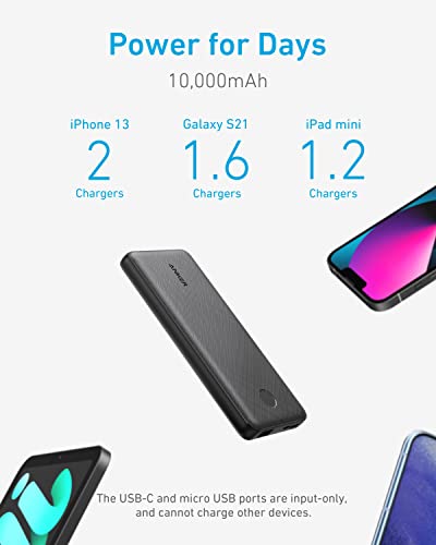 Anker Portable Charger, 313 Power Bank (PowerCore Slim 10K) 10000mAh Battery Pack with High-Speed PowerIQ Charging Technology and USB-C (Input Only) for iPhone, Samsung Galaxy, and More