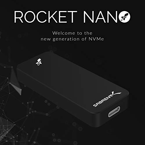 Sabrent Rocket Nano 2TB USB 3.2 10Gb/s External Aluminum SSD (Black) (SB-2TB-NANO-BLK)