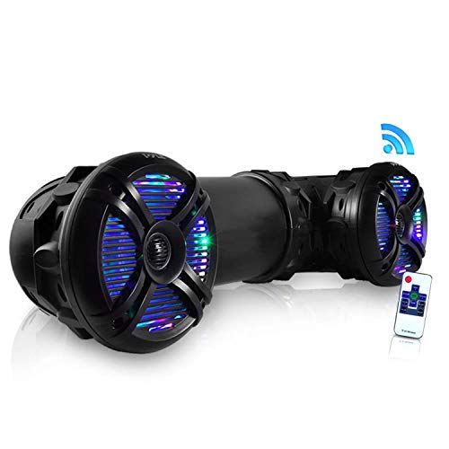 Pyle 4 x PLATV65BT.5 800 Watt Marine Portable Waterproof Bluetooth Speaker with Color Changing LED Lights Great for Off Road Vehicles, ATV, UTV, and Golf Cart (4 Pack)