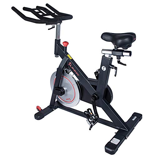 Sunny Health & Fitness Magnetic Belt Drive Indoor Cycling Bike with 44 lb Flywheel and Large Device Holder, Black, Model Number: SF-B1805