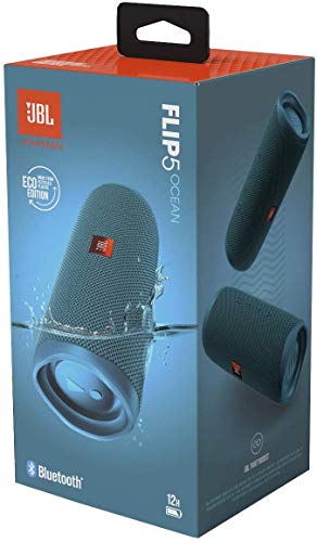 JBL Flip 5 Waterproof Portable Bluetooth Recycled Plastic Speaker Bundle with divvi! Protective Hardshell Case - Blue (Eco Edition)