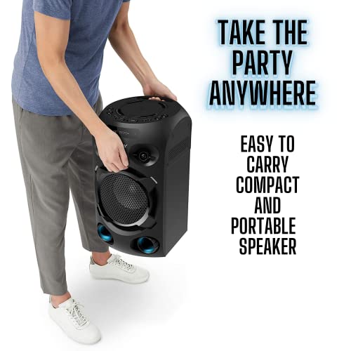 Sony Bluetooth Party Speaker Home Audio System Loud Bass Speaker LED Lights Outdoor Portable Party Speakers Voice Control NFC USB CD and DJ Sound, Remote Control with NeeGo 3.5mm Jack + Aux