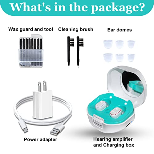 Hearing Aids Rechargeable Hearing Amplifiers with Portable Charging Case In The Ear Hearing Assist Digital Personal Sound Amplifier Devices for Seniors and Adults (Pair)