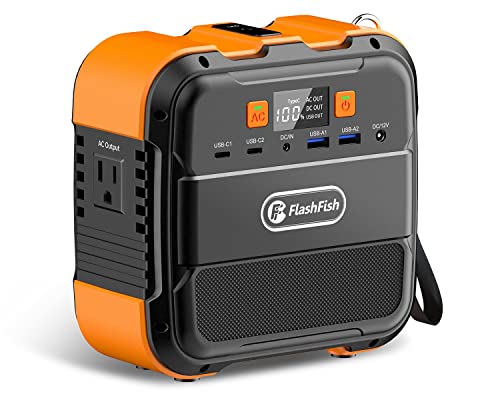 Flashfish 120W Portable Power Station, 98Wh/26400mAh Solar Generator Backup Power Battery Pack With AC/DC/Type-c/USB/Flashlight, 110V Power Bank For Charging Laptop Phone Tablet In Camping RV Van Trip