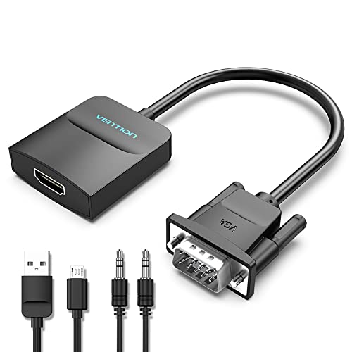 VGA to HDMI Adapter with Audio, (PC VGA Source Output to TV/Monitor with HDMI Connector),VENTION 1080P VGA to HDMI Converter Male to Female Cable for Computer, Desktop, Laptop, PC, Monitor, HDTV 0.5FT