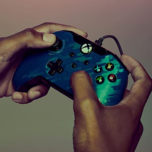 PDP Wired Game Controller - Xbox Series X|S, Xbox One, PC/Laptop Windows 10, Steam Gaming Controller - Perfect for FPS Games - Dual Vibration Videogame Gamepad - Blue Camo / Camouflage