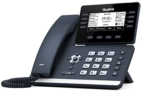 Yealink T53W IP Phone, 12 VoIP Accounts. 3.7-Inch Graphical Display. USB 2.0, 802.11ac Wi-Fi, Dual-Port Gigabit Ethernet, 802.3af PoE, Power Adapter Not Included (SIP-T53W)