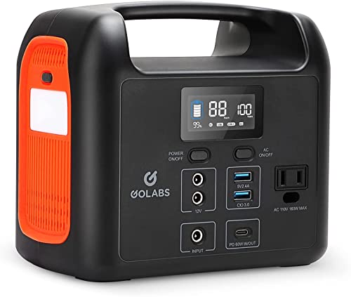 GOLABS R150 Portable Power Station, 204Wh LiFePO4 Battery with 160W AC, PD 60W, 12V DC, Type C QC3.0 Outles, Solar Generator Backup Power Supply for Outdoors Camping Fishing Emergency Home Orange