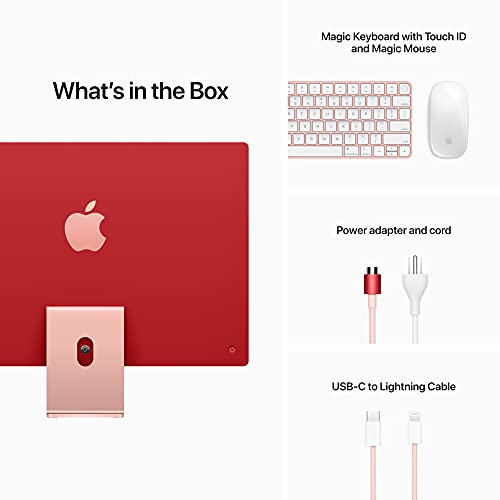 2021 Apple iMac (24-inch, Apple M1 chip with 8‑core CPU and 8‑core GPU, 8GB RAM, 256GB) - Pink