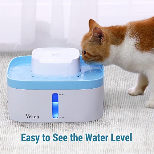 Veken 0.8Gallon/100oz Multi-Tier Pet Fountain, Automatic Cat Water Fountain Dog Water Fountain with LED Lights, 3 Replacement Filters for Cats, Dogs, Multiple Pets