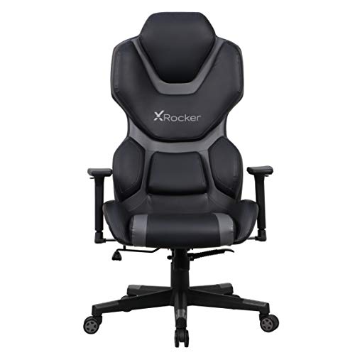 X Rocker Zeta PC Office Gaming Chair, 27.36" x 27.56" x 48.43", Black/Gray