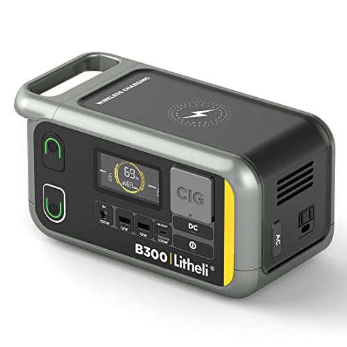 Litheli Portable Power Station B300, 336Wh Backup Lithium Battery, 300W Pure Sine Wave AC Outlets with 100W PD Fast Charging, Litheli Solar Generator for Outdoor Camping, Emergency.