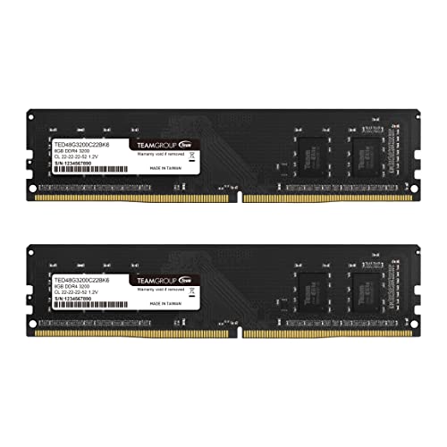 TEAMGROUP Elite DDR4 16GB Kit (2 x 8GB) 3200MHz (PC4-25600) 1R X16 CL22 Unbuffered Non-ECC 1.2V UDIMM 288 Pin PC Computer Desktop Memory Module Ram Upgrade - TED416G3200C22DC016