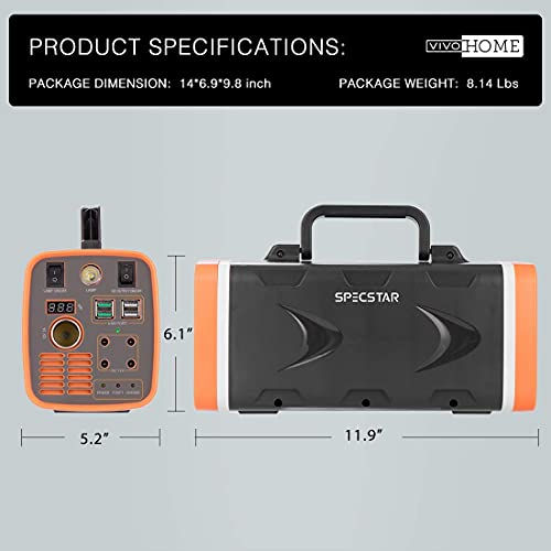 SPECSTAR 500W 78000mAh 288WH Portable Power Station and 104W 10000 Lumen Dual Head LED Work Lights