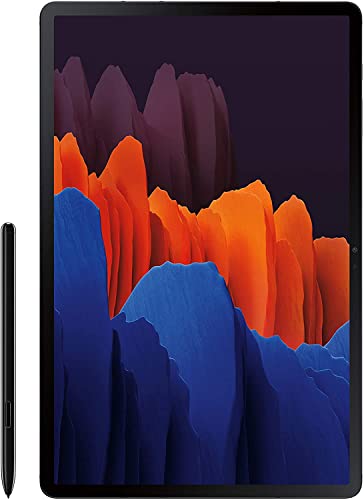 Samsung Galaxy Tab S7+ Plus Smart Tablet Protective Bundle | with SETPOT Tempered Glass HD Screen Protector | 12.4-inch Android Wi-Fi Bluetooth S Pen, Mystic Black (512 GB)