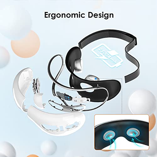 Eye Massager with Cooling and Heat Vibration, Rechargeable Eye Care Device for Relax and Relief Eye Strain, Dry Eye, Eye Bags and Dark Circles, Eye Temple Mask for Improve Sleep (White)