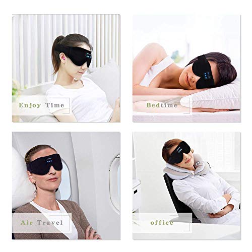 Sleep Headphones, Bluetooth 5.0 Wireless 3D Eye Mask, Lightimetunnel Washable Sleeping Headphones for Side Sleepers With Adjustable Ultra Thin Stereo Speakers Microphone Hands Free for Insomnia Travel