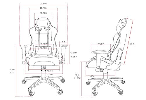 Arozzi - Verona XL Plus Ergonomic Computer Gaming/Office Chair with High Backrest, Recliner, Swivel, Tilt, Rocker, Adjustable Height and Adjustable Lumbar and Neck Support - Black