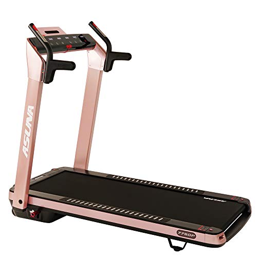 SUNNY HEALTH & FITNESS Asuna SpaceFlex Electric Treadmill with Auto Incline, LCD and Pulse Grips, Speakers, Tablet Holder, 220 LB Max Weight, Folding and Portability Wheels - 7750P, Pink