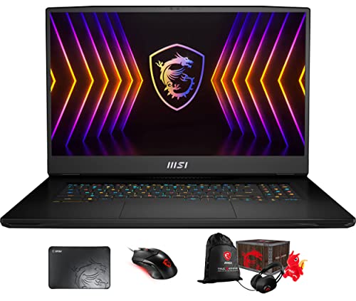 MSI Titan GT77 12UHS Gaming & Entertainment Laptop (Intel i9-12900HX 16-Core, 128GB DDR5 4000MHz RAM, 8TB PCIe SSD, GeForce RTX 3080 Ti, 17.3" 120Hz Win 11 Pro) with Loot Box, Clutch GM08, Pad