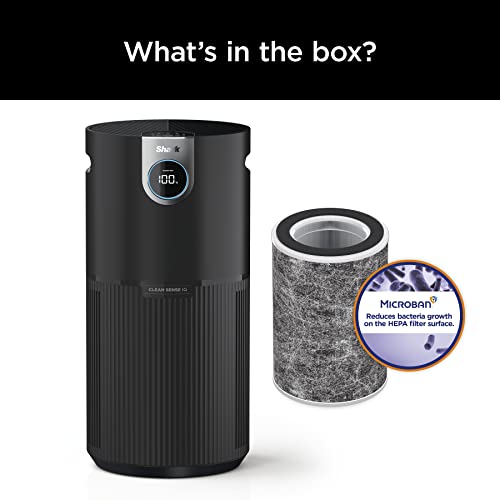 Shark HP202 Air Purifier MAX with NanoSeal HEPA, Cleansense IQ, Antimicrobial & Odor Lock, Cleans up to 1200 Sq. Ft. and 99.98% of particles, dust, allergens, smoke, 0.1–0.2 microns, Grey