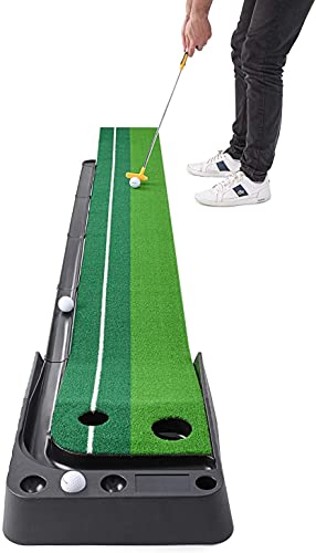 Abco Tech Indoor Golf Putting Green – Portable Mat with Auto Ball Return Function – Mini Golf Practice Training Aid, Game and Gift for Home, Office, Outdoor Use – 3 Bonus Balls