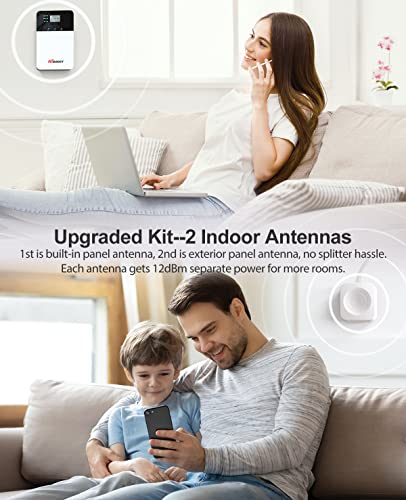 HiBoost Cell Phone Signal Booster, Support up to 8,000 sq ft, Upgrade Kit with 2 Indoor Antennas, APP Support, 4G 5G LTE Data for All US Carriers -Verizon, AT&T, T-Mobile, Sprint ect, FCC Approved