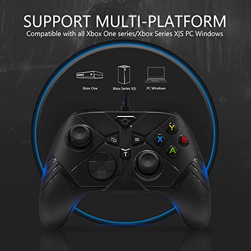 Replacement for Xbox One Wired Controller,Black USB Gamepad Joystick Controller for Xbox One/S/X/PC Windows 10 with 3.5mm Audio Jack, Back Button Attachment, Turbo Key