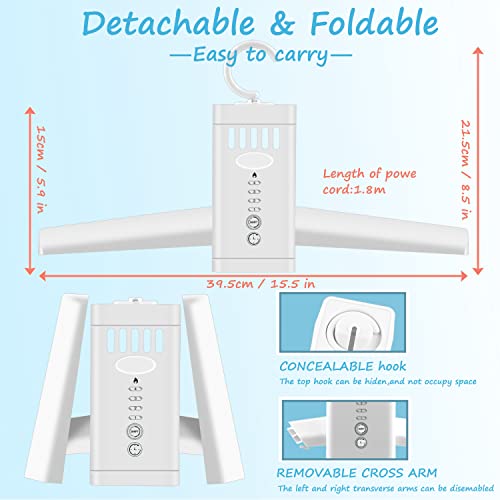 Portable Dryer for Clothes,Electric Clothes and Shoe Dryer Hanger,Foldable Clothes Dryer with Cold/Hot Drying and Timer Dryer for Home Travel Business Trip