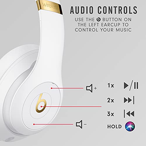 Beats Studio3 Wireless Noise Cancelling Over-Ear Headphones - Apple W1 Headphone Chip, Class 1 Bluetooth, 22 Hours of Listening Time, Built-in Microphone - White (Latest Model) - AOP3 EVERY THING TECH 