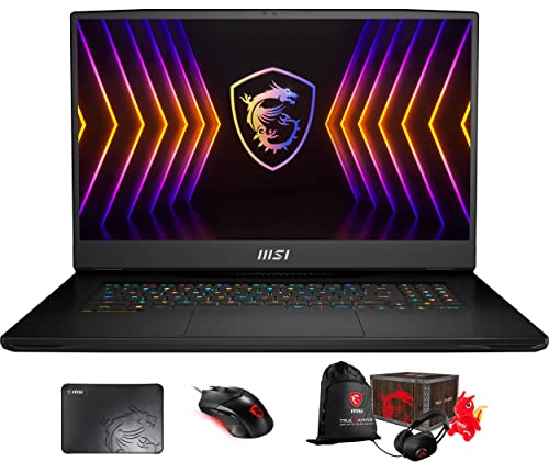 MSI Titan GT77 12UGS Gaming & Entertainment Laptop (Intel i7-12800HX 16-Core, 128GB DDR5 4000MHz RAM, 2x8TB PCIe SSD RAID 1 (8TB), Win 11 Pro) with Loot Box, Clutch GM08, Pad