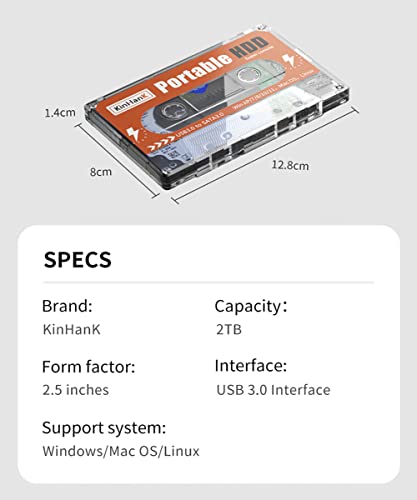 Kinhank 2TB External Hard Drive Built-in 120,000+ Classic Games, Batocera 33 System, Portable HDD Compatible with PSP/PS1/Wii/SEGA SETURN etc, Support for Windows/Laptop/PC/Mac,Plug&Play