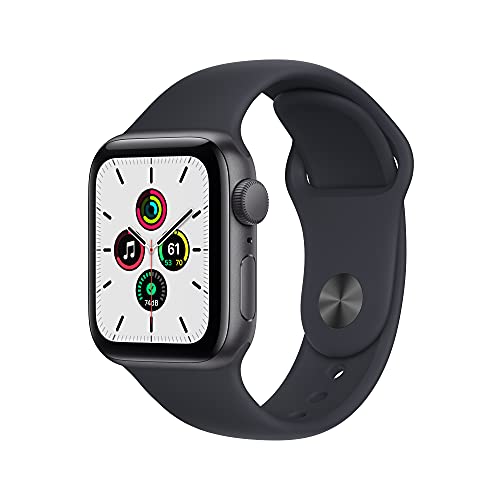 Apple Watch SE [GPS 40mm] Smart Watch w/ Space Grey Aluminium Case with Midnight Sport Band. Fitness & Activity Tracker, Heart Rate Monitor, Retina Display, Water Resistant