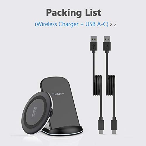 Yootech Wireless Charger, [2 Pack] 10W Max Wireless Charging Pad Stand Bundle, Compatible with iPhone 13/13 Mini/13 Pro Max/SE 2022/12/11/X/8, Galaxy S22/S21/S20/S10,AirPods Pro(No AC Adapter)
