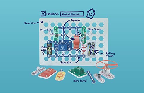 Elenco Snap Circuits Jr. SC-100 Electronics Exploration Kit, Over 100 Projects, Full Color Project Manual, 30 + Snap Circuits Parts, STEM Educational Toy for Kids 8 + , Black