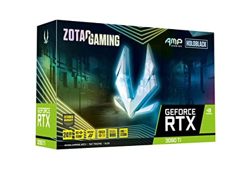 ZOTAC Gaming GeForce RTX™ 3090 Ti AMP Extreme Holo 24GB GDDR6X 384-bit 21 Gbps PCIE 4.0 Gaming Graphics Card, HoloBlack, IceStorm 2.0 Advanced Cooling, Spectra 2.0 RGB Lighting, ZT-A30910B-10P