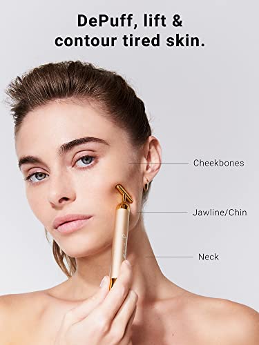 Jillian Dempsey Gold Sculpting Bar Facial Massager - Vibrating Beauty Tool for Instant Lifting, Contouring, De-puffing & Toning
