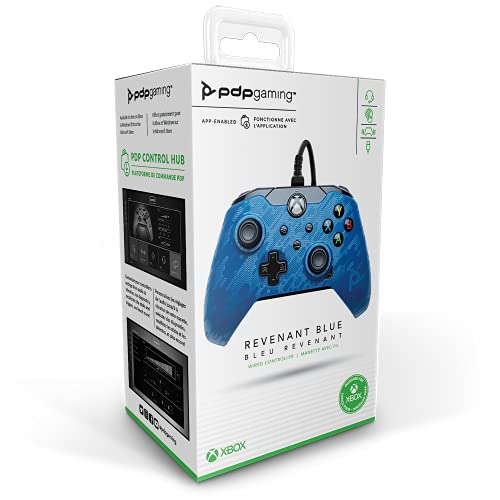 PDP Wired Game Controller - Xbox Series X|S, Xbox One, PC/Laptop Windows 10, Steam Gaming Controller - Perfect for FPS Games - Dual Vibration Videogame Gamepad - Blue Camo / Camouflage