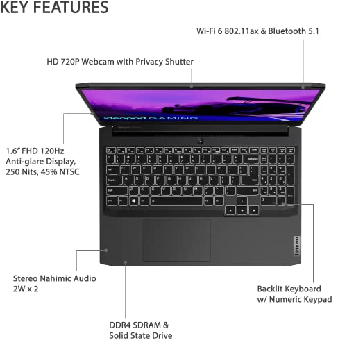 Newest Lenovo IdeaPad 3i Gaming Laptop, 15.6" FHD 120Hz Display, Intel Core i5-11300H, GeForce GTX 1650, 16GB RAM, 512GB SSD, Webcam, Backlit Keyboard, Wi-Fi 6, Win 11 Home
