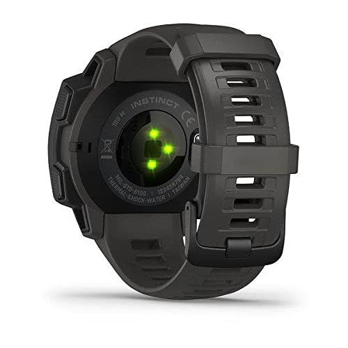 Garmin 010-02064-00 Instinct, Rugged Outdoor Watch with GPS, Features Glonass and Galileo, Heart Rate Monitoring and 3-Axis Compass, Graphite