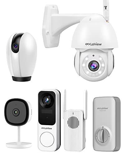 LaView Wired Security Camera, 360° Auto Patrol Indoor Home Wi-Fi 1080P Pan-Tilt-Zoom WiFi Camera with Night Vision, Two-Way Audio and Motion Detection, Baby Home Monitor , White