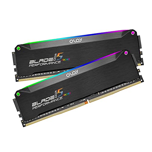 OLOy DDR5 RAM 32GB (2x16GB) Black Hairline Blade RGB 5200 MHz CL40 1.15V UDIMM (MD5U1652400BRKDE)