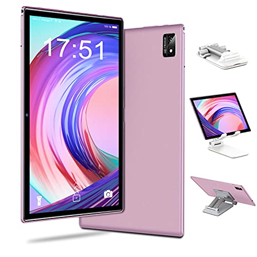 Android 10 Tablet 10 Inch, 6GB RAM 128GB ROM / 512GB ROM Extend, Octa Core 1.5GHz Google GMS Certified Tablets, Dual Camera 5G WiFi 4G LTE 7000mAh 1280x800 Full HD IPS Tablet PC with Holder (Pink)