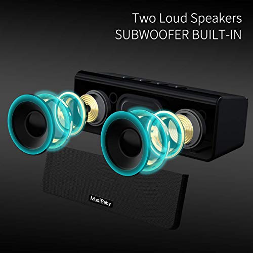 Bluetooth Speaker,MusiBaby M71 Wireless Speaker,Speakers Bluetooth Wireless,Outdoor,Waterproof,Portable Speaker with Loud Stero and Booming Bass,Dual Pairing,24H Playtime for Home,Party (Black)