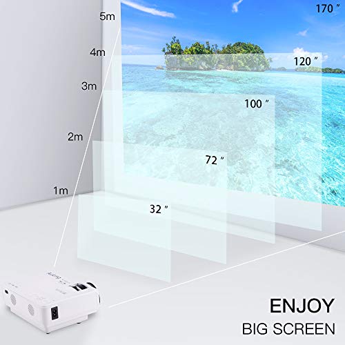 AuKing Mini Projector 2022 Upgraded Portable Video-Projector,55000 Hours Multimedia Home Theater Movie Projector,Compatible with Full HD 1080P HDMI,VGA,USB,AV,Laptop,Smartphone