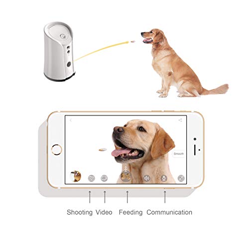 SKYMEE Dog Camera Treat Dispenser,WiFi Full HD Pet Camera with Two-Way Audio and Night Vision,Compatible with Alexa (2.4G WiFi ONLY) (Petalk AI)